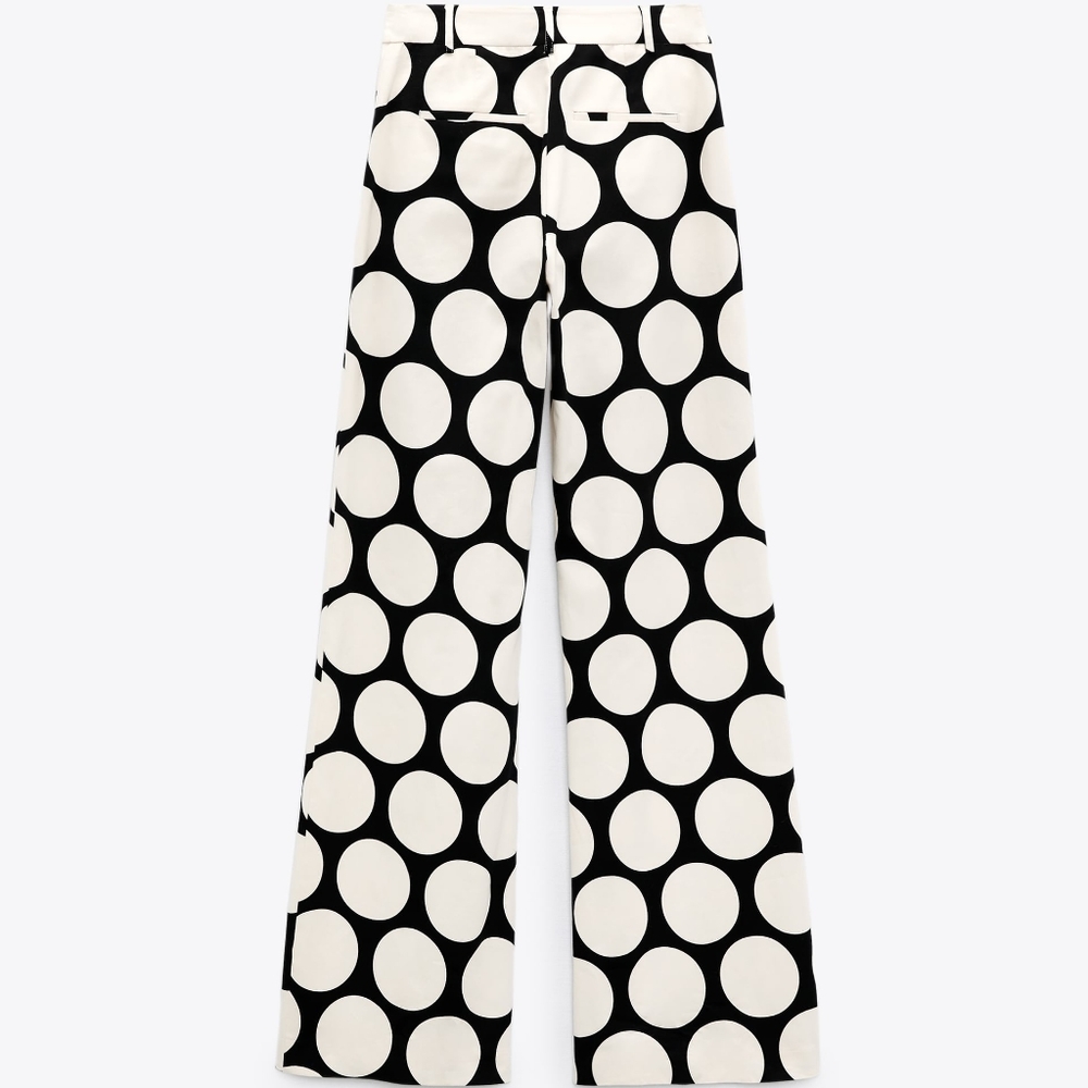 Zara Black & White Wide-Leg Polka Dot Trousers - Picture 4 of 8